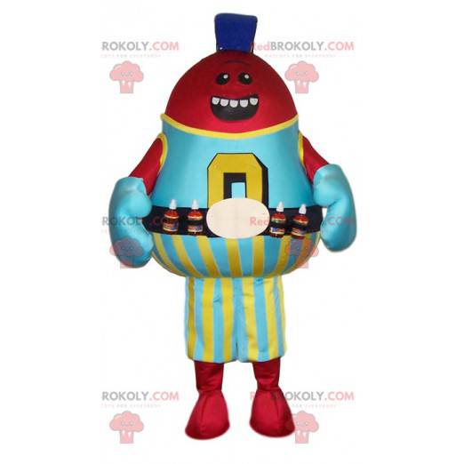 Mascotte paffuta e super sorridente della bottiglia di succo -