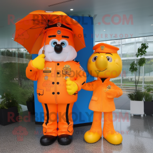 Orange polis maskot kostym...