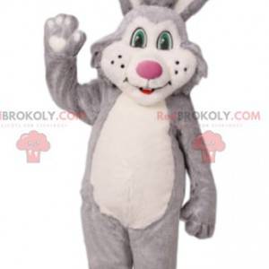 Grå och vit kaninmaskot. Bunny kostym - Redbrokoly.com