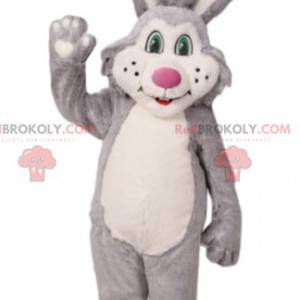 Mascotte coniglio grigio e bianco. Costume da coniglietto -