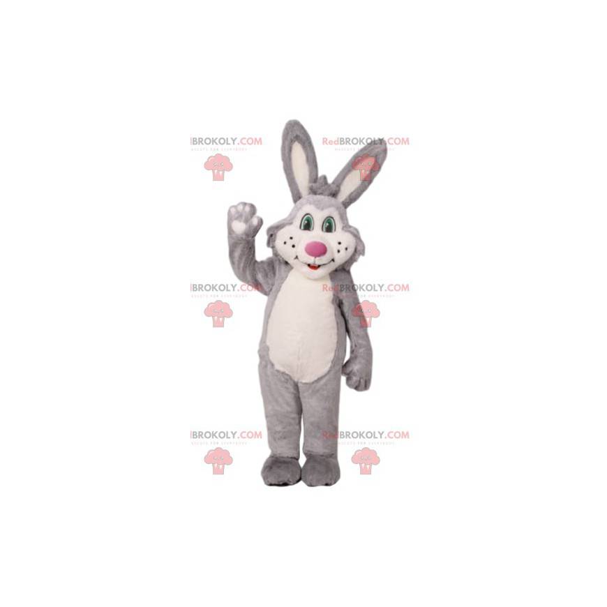 Grå og hvid kanin maskot. Bunny kostume - Redbrokoly.com
