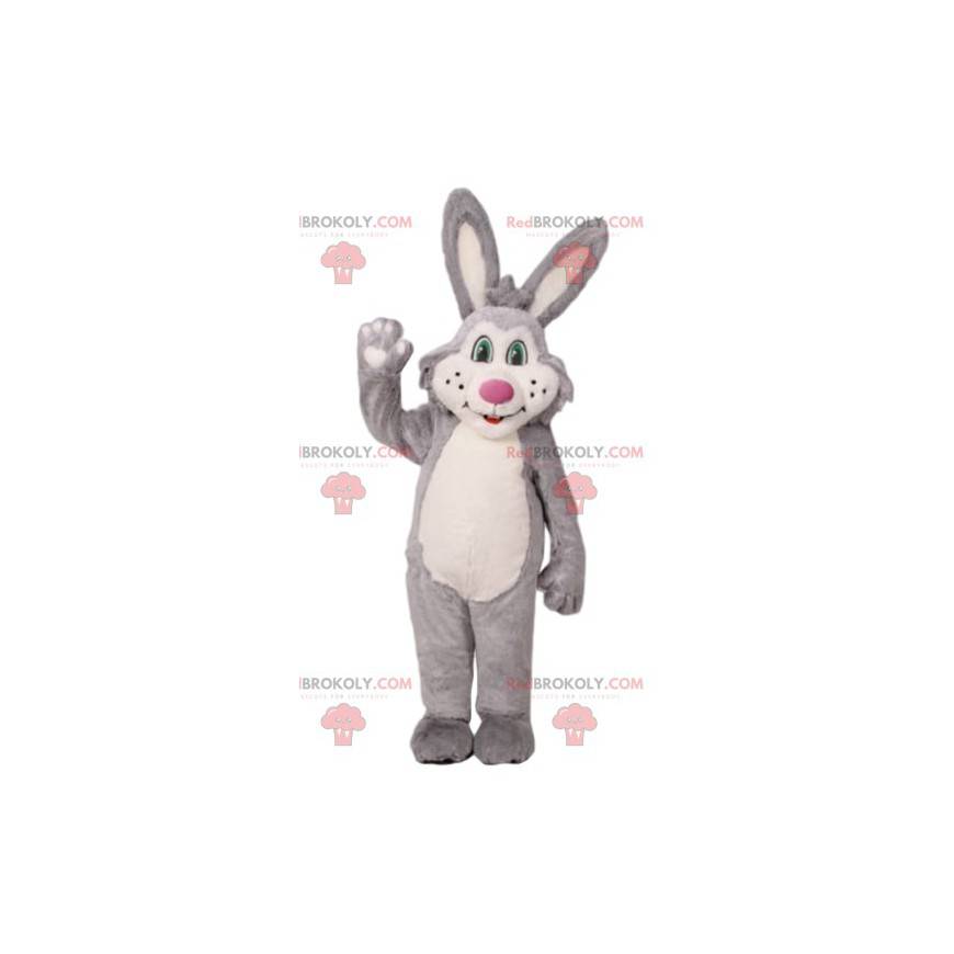 Mascotte de lapin gris et blanc. Costume de lapin -