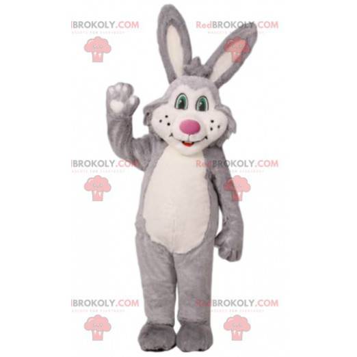 Gray and white rabbit mascot. Bunny costume - Redbrokoly.com