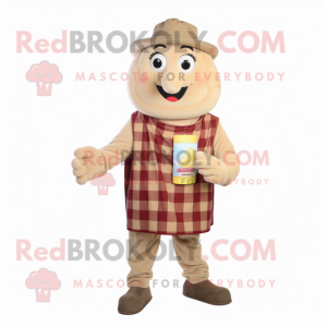 Beige Falafel mascot costume character dressed with a Flannel Shirt and Cummerbunds