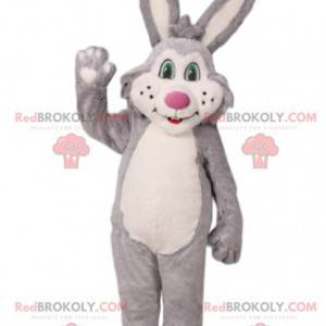 Mascotte coniglio grigio e bianco. Costume da coniglietto -