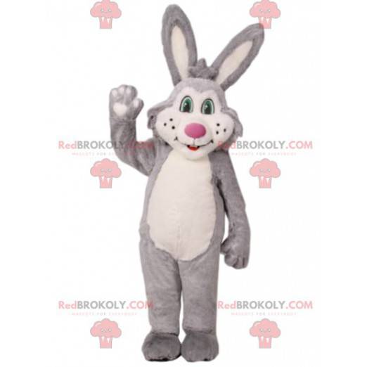 Mascota de conejo gris y blanco. Disfraz de conejito -