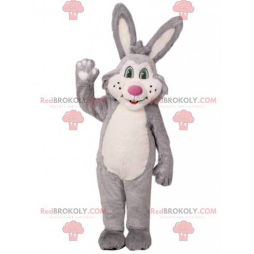 Mascotte de lapin gris et blanc. Costume de lapin -