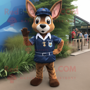 Navy Roe Deer mascot costume character dressed with a Bermuda Shorts and Cummerbunds