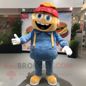 nan Hamburger mascot costume character dressed with a Denim Shorts and Caps