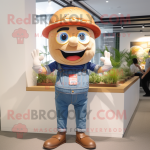 nan Hamburger mascot costume character dressed with a Denim Shorts and Caps