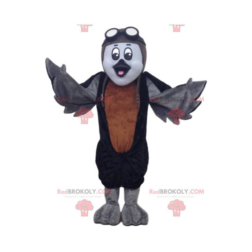 Mascota de la paloma mensajera gris. Disfraz de paloma