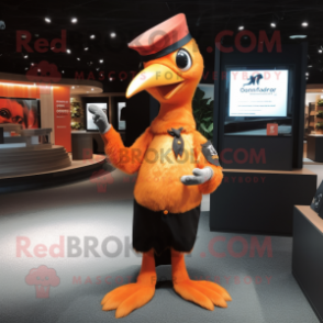 Orange Woodpecker mascot costume character dressed with a Henley Tee and Cufflinks