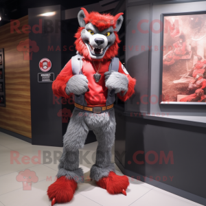 Red Werewolf maskot drakt...