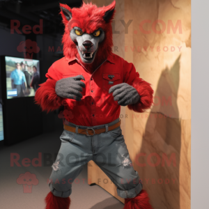 Roter Werwolf Maskottchen...