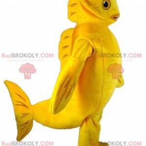 Mascote peixe amarelo gigante e engraçado - Redbrokoly.com