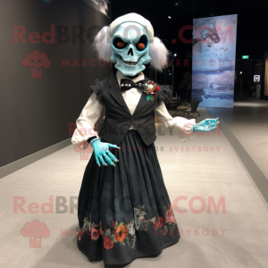 nan Undead mascot costume character dressed with a Maxi Skirt and Bow ties