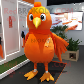 Orange Dove mascot costume character dressed with a Leggings and Hairpins