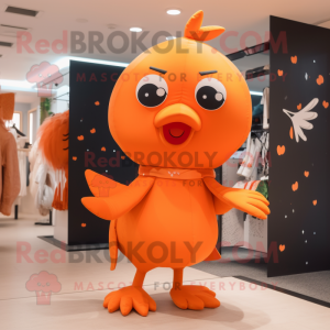 Orange Dove mascot costume character dressed with a Leggings and Hairpins