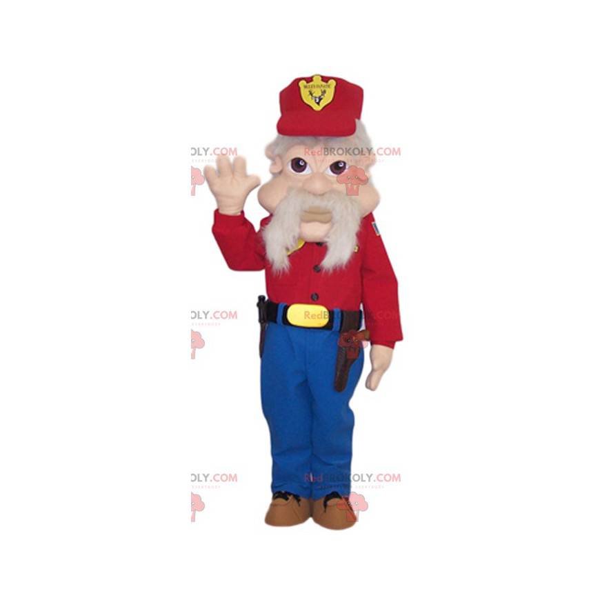 Mascotte d'homme âgé avec une grande barbe - Redbrokoly.com