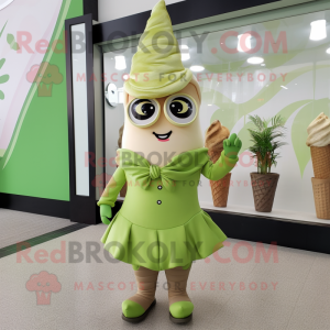 Olive Ice Cream Cone maskot...