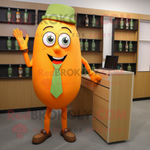 Olive Orange mascot costume character dressed with a Pencil Skirt and Cufflinks