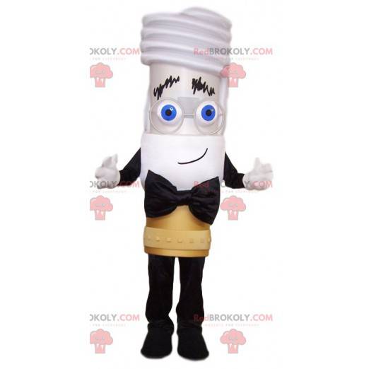 Mascote do boneco de neve branco com uma grande gravata