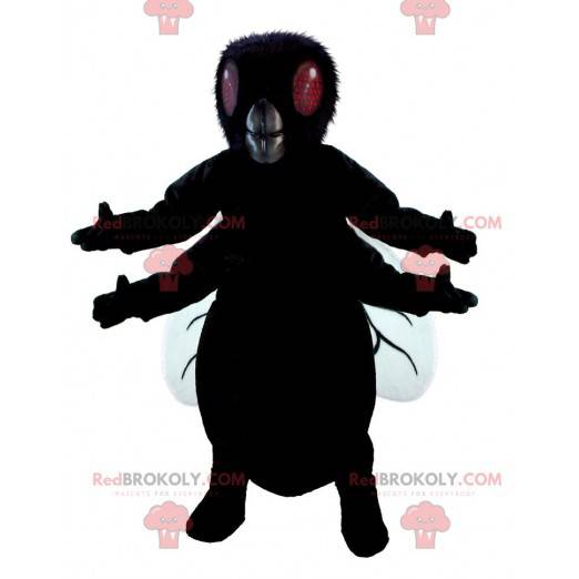 Giant black fly insect mascot flying - Redbrokoly.com