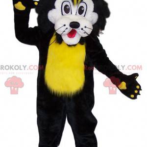 Mascotte de lion noir et jaune. Costume de lion - Redbrokoly.com