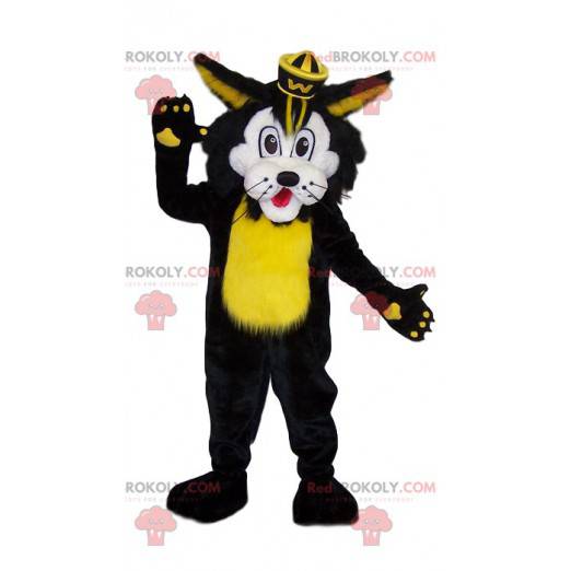 Mascotte de lion noir et jaune. Costume de lion - Redbrokoly.com