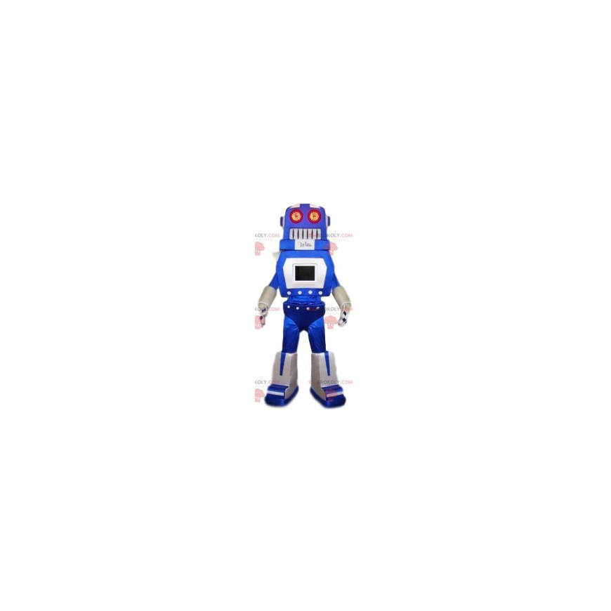 Blå og hvid sjov robotmaskot. Robotdragt - Redbrokoly.com Blå og hvid sjov robotmaskot. Robotdragt - Redbrokoly.com