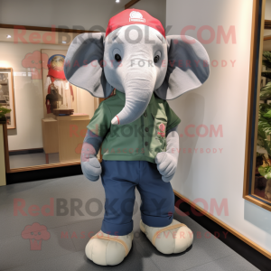 nan Elephant mascot costume character dressed with a Chinos and Beanies