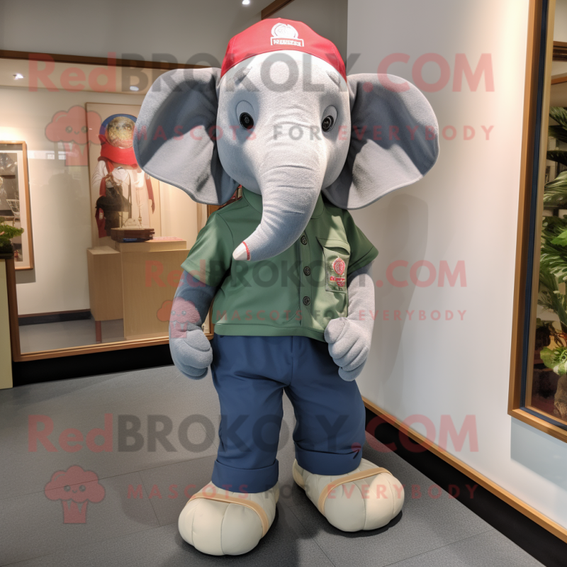 nan Elephant mascot costume character dressed with a Chinos and Beanies nan Elephant mascot costume character dressed with a Chinos and Beanies
