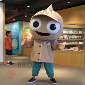 Tan Tuna mascot costume character dressed with a Long Sleeve Tee and Watches