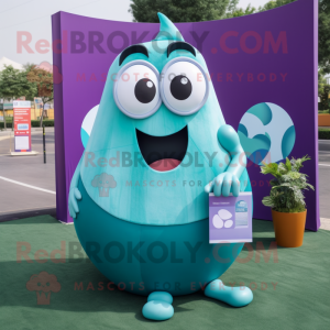 Teal Plommon maskot kostym...