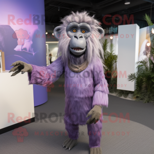 Lavender Baboon mascot costume character dressed with a Long Sleeve Tee and Cummerbunds