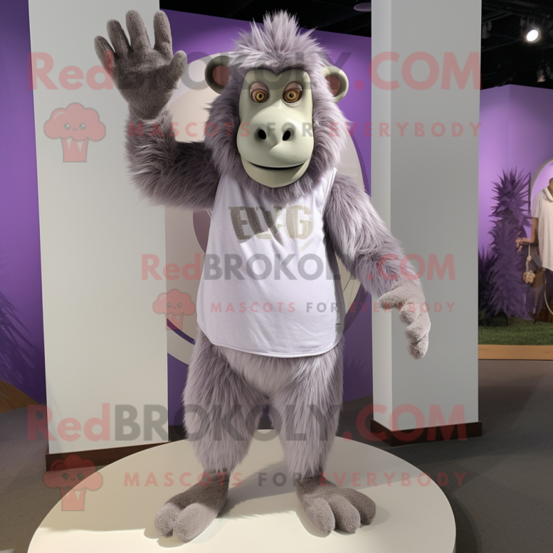 Lavender Baboon mascot costume character dressed with a Long Sleeve Tee and Cummerbunds