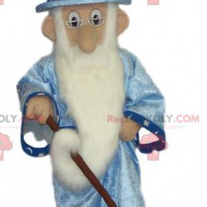 Mascotte de magicien avec une longue barbe - Redbrokoly.com