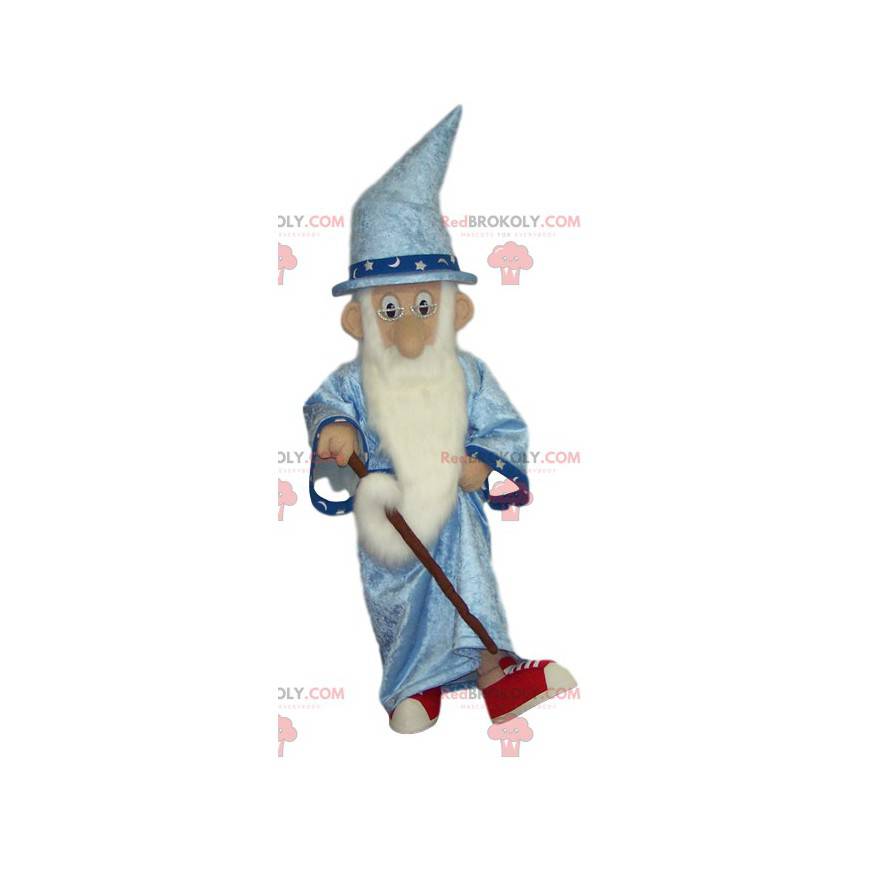 Mascotte de magicien avec une longue barbe - Redbrokoly.com