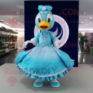 Cyan Swan mascotte kostuum...