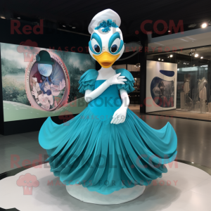 Cyan Swan maskot kostume...