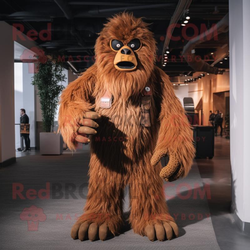 Rust Sasquatch mascot costume character dressed with a Corduroy Pants and Ties Rust Sasquatch mascot costume character dressed with a Corduroy Pants and Ties