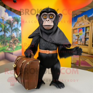 Black Capuchin Monkey mascot costume character dressed with a Wrap Skirt and Handbags