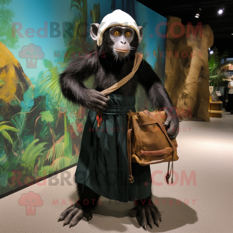 Black Capuchin Monkey mascot costume character dressed with a Wrap Skirt and Handbags