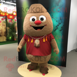 nan Fried Rice mascot costume character dressed with a Corduroy Pants and Necklaces
