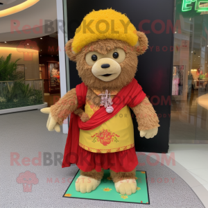 nan Fried Rice mascot costume character dressed with a Corduroy Pants and Necklaces