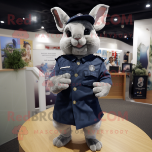 Navy Chinchilla mascot costume character dressed with a Polo Tee and Hairpins