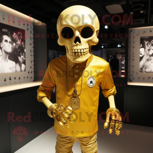 Gold Skull maskot kostym...