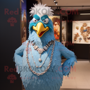 Sky Blue Rooster maskot...