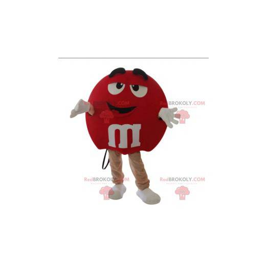 Mycket glad röd M & M-maskot - Redbrokoly.com