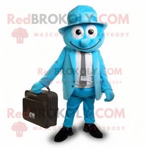 Cyan Attorney maskot kostym...